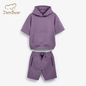 100% Organic Cotton Kids Hoodie And Shorts Eco Friendly Boys Sweatsuits Sustainable Boys Clothing Set