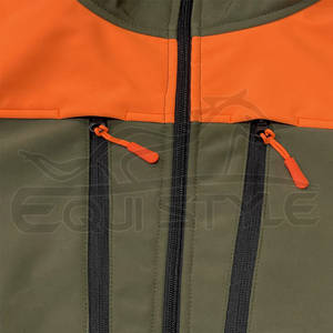 Veste de chasse softshell vert-orange avec pantalon, équipement de plein air à capuche, vêtements de chasse tactiques OEM en gros - Product Image 3