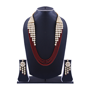 Indian Stylish Layered Pearl Rani Haar Long Kundan Necklace Zircon Alloy Jewellery Set Wedding Engagement Party <b>Gift</b> Hiphop Gold - Product Image 1