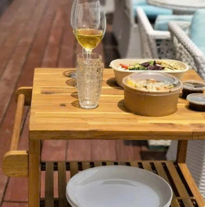 Modern Acacia Wood Kitchen Cart with Metal <b>Frame</b> 3-Tier Rolling Storage Trolley <b>Square</b> Utility Serving Cart OEM ODM Factory - Product Image 6