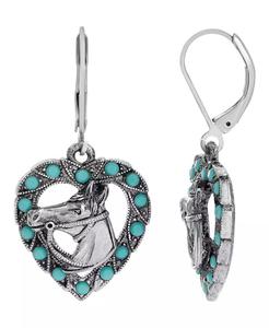 Orecchini da donna a forma di cuore con testa di cavallo color argento |   2028 - Product Image 1