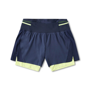 Shorts de sport pour homme à taille haute, couleur unie, avec bande latérale, séchage rapide, respirant, taille élastique, tricoté en spandex et polyester - Product Image 1