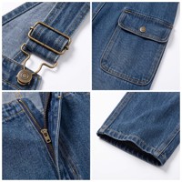 Overol de trabajo de mezclilla con cremallera frontal y estampado serigrafiado, de algodón grueso transpirable para hombre, personalizado OEM, tipo peto de carga