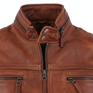Chaqueta de Cuero Vacuno de Primera Calidad Personalizada para Hombre, Marca Privada, Proveedor OEM, Estilo Biker Cafe Racer, Logotipo y Empaque Personalizados - Product Image 2