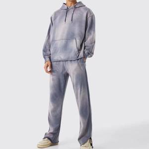 Conjunto de chándal unisex con bolsillos personalizados para hombre, Sudadera con capucha de lana tecnológica de gran tamaño, pantalones apilados para deporte de invierno, personalizable para hombre - Product Image 1