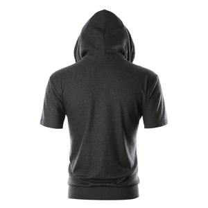 เสื้อฮู้ดซิปแขนสั้นผู้ชาย ระบายอากาศได้ดี เหมาะสำหรับการฝึกซ้อมกีฬา มีกระเป๋าหน้า เสื้อคลุมมีฮู้ดสำหรับไลฟ์สไตล์แอคทีฟ - Product Image 2