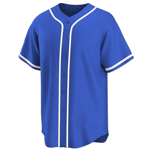 Maillot de baseball personnalisé par sublimation, uni, bleu royal, pour hommes, uniformes d'équipe, grandes tailles, broderie - Product Image 1