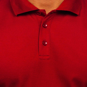 Polo à manches courtes pour homme, couleur unie, coton piqué, coupe classique, style décontracté, boutons rouges, tricoté, respirant - Product Image 4