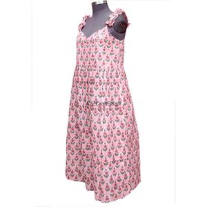 Vestido Largo sin Mangas con Estampado Floral, Corte en A, 100% Algodón Puro, Elegante, Formal, Casual, Veraniego, Transpirable - Product Image 4