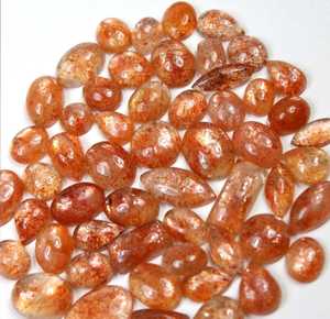 Aligemstones Cabochons de pierre de soleil naturelle certifiée IGI, formes variées, polis, orange/rouge, 6x8-10x12mm, pierres en vrac pour bijoux - Product Image 1