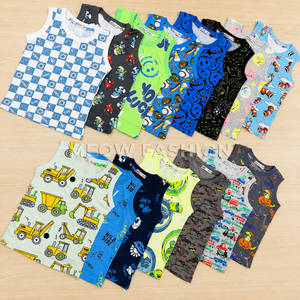 เสื้อกล้ามเด็กขายส่งจากโรงงานบังกลาเทศ สินค้าส่วนเกิน ลายพิมพ์ทั่วตัว เสื้อกั๊กเด็กแขนกุด สินค้าคงคลังเสื้อผ้าเหลือใช้ - Product Image 2