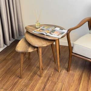 Table d'appoint ethnique en bois, inspirée de l'artisanat traditionnel, avec une construction solide et un ton de bois riche - Product Image 5