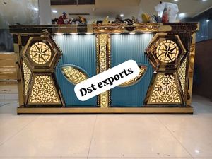 Mostrador de Exhibición para Catering de Bodas con Acabado Dorado, Exclusivo Mostrador de Servicio de Bebidas para Bodas, Estación de Bar para Bodas Indias - Product Image 6