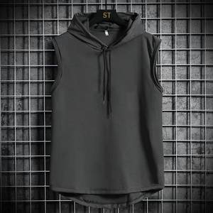 Men's Workout Hooded Tank <b>Tops</b> Bodybuilding Muscle Sleeveless T Shirt Men Quick Dry Gym Hoodie Shirt - Product Image 2