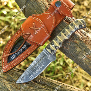 Cuchillo de hoja fija de acero de Damasco de espiga completa hecho a mano, tipo Drop Point, para uso industrial/DIY, caza, camping, supervivencia táctica al aire libre, OEM - Product Image 5