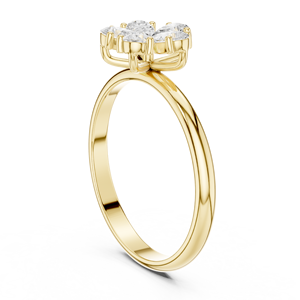 Bague en or jaune avec diamants en forme de poire et grappe florale pour femme, bague de fiançailles florale en moissanite, bijoux en or fin - Product Image 3