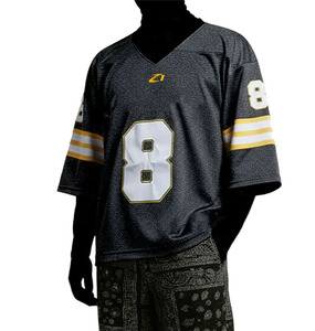 เสื้อฟุตบอลอเมริกันแบบสวมใส่สบาย ระบายอากาศได้ดี แขนสั้นทรงโอเวอร์ไซส์ สำหรับฤดูร้อน  รับสั่งทำชื่อและหมายเลข  ผลิตโดยผู้ผลิต - Product Image 3