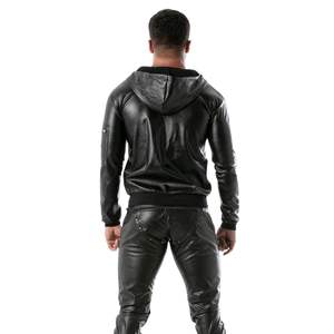 Short de sport intégral zippé Spartacus en cuir noir imprimé animal, à capuche, formel, respirant, pour homme, tenue de club sexy - Product Image 6