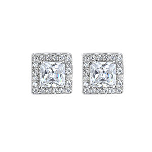 WOMEN LUXURY HIGH CARBON DIAMOND STUD <b>EARRINGS</b> 925 STERLING SILVER ELEGANT EVERYDAY WEAR BRIDAL JEWELRY GIFTS FOR GRADUATION - Product Image 1