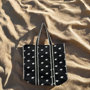 Bolsos de Mano de Algodón Orgánico Ecológicos, Ligeros, de Color Sólido, con Cierre de Cremallera, Bolsillos Interiores, para Playa y Uso Diario, Color Negro - Product Image 3