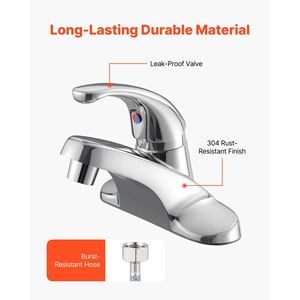 Rubinetto Cromato Argento Monocomando per Bagno e Cucina con Funzione Miscelatore - Product Image 4