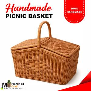 Cesta de mimbre artesanal para pícnic - Product Image 1