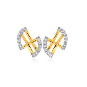 Boucles d'oreilles clous en or jaune pour femme, serties de diamants Caroline, taille brillant rond, bijoux minimalistes pour le quotidien - Product Image 1