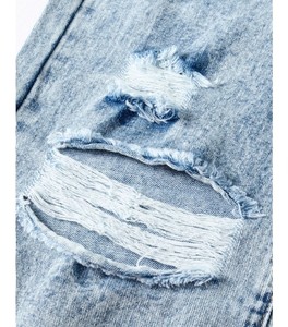 Nouvelle mode : Jean déchiré bleu délavé coupe ample/ajustée pour adolescentes, avec trous décoratifs - Product Image 5