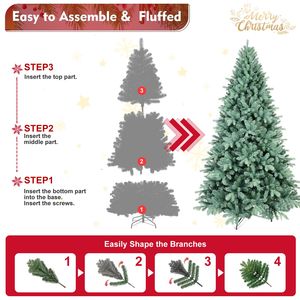 <b>8ft</b> Unlit Artificial Blue Spruce <b>Christmas</b> <b>Tree</b> with 2848 Branch Tips Hinged Structure Metal Base Indoor Use - Product Image 3