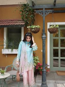 Designer Muslin Cotton <b>Top</b> With Muslin Cotton Pant And Muslin Cotton Dupatta Fully Stitched Ready To Wear <b>Kurti</b> Set - Product Image 3