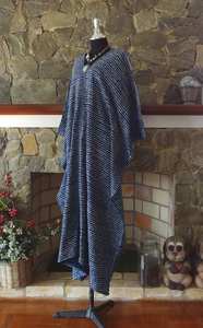 Robe caftan décontractée en coton mélangé à rayures japonaises, col en V, coupe ample, légère, pour femmes, idéale pour la détente et l'été - Product Image 2