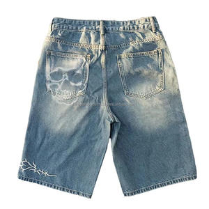 OEM Clothing Manufacturers Custom DTG Printing Straight-<b>leg</b> <b>Jeans</b> <b>Shorts</b> Sun Faded Acid Washed Jorts Rhinestone Denim <b>Shorts</b> - Product Image 2