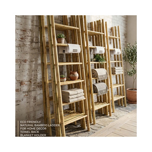 บันไดไม้ไผ่ทนทานเป็นธรรมชาติ100เปอร์เซ็นต์ชั้นวางของตกแต่งทำมือเป็นมิตรต่อสิ่งแวดล้อมเพื่อการใช้ชีวิตในบ้านอย่างยั่งยืน - Product Image 1