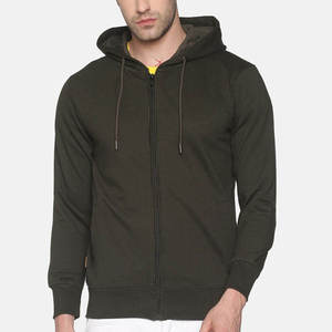 Sweat à capuche zippé vert olive pour homme, veste en polaire décontractée, streetwear d'hiver - Product Image 1