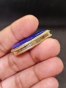 Natural <b>Lapis</b> <b>Lazuli</b> Brass Groove Pendant | Vintage Bezel Setting Handmade Gold Plated Gemstone Pendant | Women's Wholesale - Product Image 5
