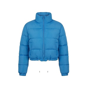 Hooded Quilted Waterproof <b>Bubble</b> Jacket Black Full Sleeve Winter Windproof Cotton Shell Knitted Fabric Polyester Filling Stand - Product Image 1
