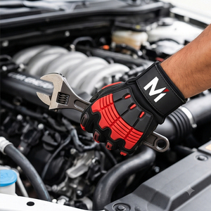 MALUZA INDUSTRIES Heavy Duty Anti-Impact Mechanic Safety <b>Gloves</b> Anti-Slip Touchscreen Reinforced Cuff 10 Inch Polyester - Product Image 6