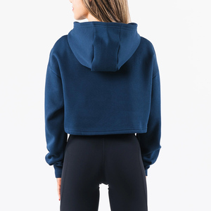 Sweat à capuche court décontracté pour femme, personnalisé OEM, de haute qualité, couleur unie, manches longues, vêtement de mode, sweat à capuche d'hiver - Product Image 6