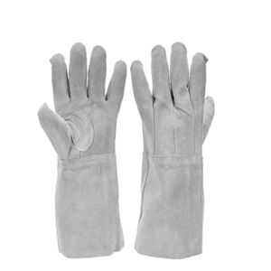Gants de soudage en cuir croûte blanc, résistants à la chaleur et à l'huile, à manchette longue, pour travaux de construction, mécaniques et industriels - Product Image 1
