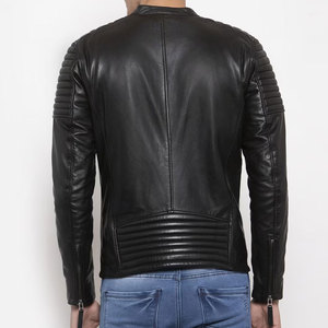 CLASSIC INVENTORS New Autumn/Winter Motorcycle Genuine Leather <b>Jacket</b> Slim Fit Standing Collar Yarn Dyed Zipper <b>Punk</b> Style Men's - Product Image 3