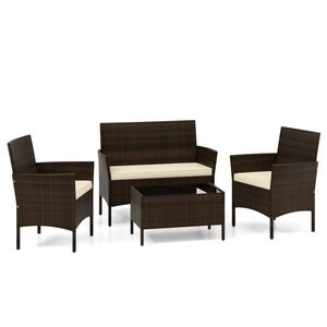 Acogedor Juego de Muebles de Ratán para Patio de 4 Piezas con Cómodos Cojines para Asientos, Ideal para Entretenimiento en el Jardín - Product Image 2