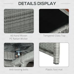 Set da Pranzo da Esterno Salvaspazio a 9 Pezzi per 8 Persone: Tavolo Quadrato in Vetro, Sedie in Vimini, Cuscini, Pouf e Salotto da Giardino in Rattan - Product Image 5