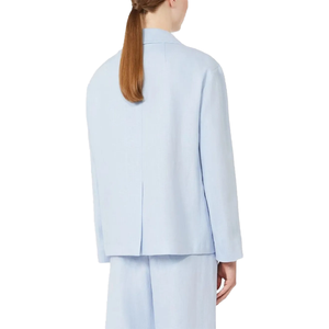 New Women's Light Blue Double Breasted Blazer Gold <b>Buttons</b> Notched Lapel Flap Pockets Elegant Office Wear Formal Sorority Coat - Product Image 6