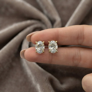 Pendientes de Diamantes Cultivados en Laboratorio con Corte Ovalado de 2 Quilates, Oro Sólido de 14K, VVS, Halo Oculto, Joyería Fina de Lujo, Regalo para Mujer - Product Image 2