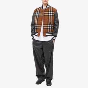 Men's Winter Varsity Jacket Solid Wool Blend Cotton Sleeves <b>Covered</b> <b>Button</b> Closure Turn-down Collar Waterproof Reversible - Product Image 4