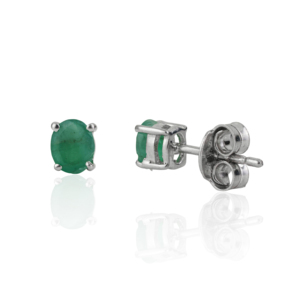 Stunning Trendy S925 Silver Oval Shape Natural <b>Emerald</b> May Birthstone Minimalist <b>Stud</b> Earrings For Women Everyday Wear - Product Image 3