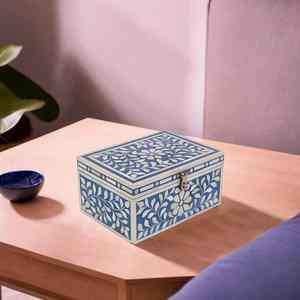 Caja decorativa de lujo con incrustaciones de hueso, organizador de hueso tallado a mano, caja de regalo para guardar joyas de madiha art and crafts - Product Image 1