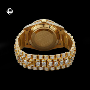 Reloj de Lujo para Hombre, Diseño Cuadrado, Bisel de Diamantes de Dos Tonos, Cuarzo, Moissanita, Acero Inoxidable, Correa de 41 mm, Esfera de Cristal - Product Image 4