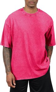 เสื้อยืดผู้ชายทรงโอเวอร์ไซส์ผ้าคอตตอนหวี 180 กรัม แบบสั่งทำพิเศษ (OEM) สีพื้น ย้อมสีแบบ Garment Dyed เป็นมิตรต่อสิ่งแวดล้อม พร้อมสกรีนลาย - Product Image 6