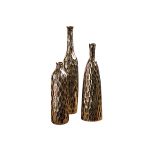Modern Metal Tabletop <b>Vase</b> With <b>Ribbed</b> Design Handmade Decorative Flower Holder For Home Wedding Party Hotel Decor - Product Image 5